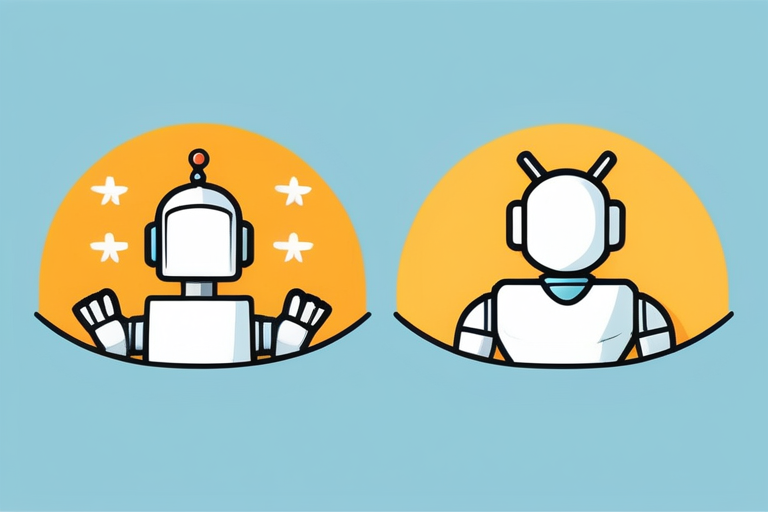 An image contrasting a robotic AI chatbot icon with a friendly human concierge icon, symbolizing the difference in support levels for complex queries.