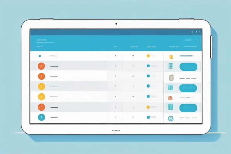 A person looking at a comparison table on a tablet, with icons representing different accounting software andふるさと納税 sites.