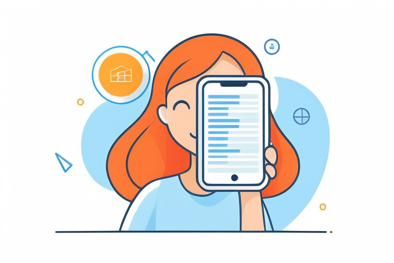 A hand holding a smartphone displaying an accounting software interface, with a tax document icon nearby.