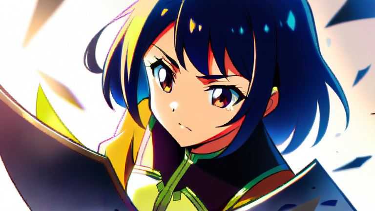 a beautiful anime girl looking determined, filling out a form, surrounded by papers and a pen