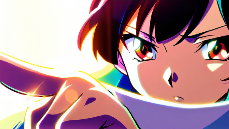 cute anime girl confidently explaining, pointing at a document, serious but reassuring expression