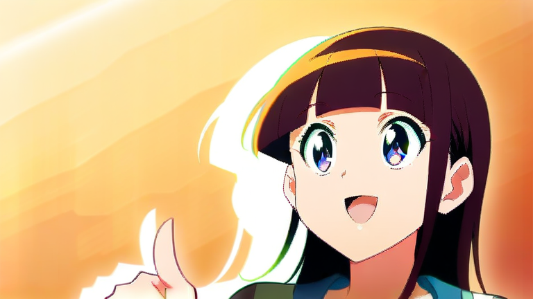 beautiful anime girl in casual clothes smiling brightly, looking at the user, giving a thumbs up