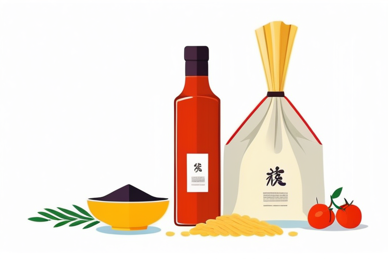 A colorful collage of various high-quality, small-value Japanese products, including gourmet soy sauce, artisan pasta, a delicate box of pastries, a small bag of premium rice, and a neatly folded set of towels, all against a clean, minimalist background.