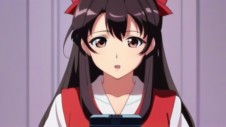 cute anime girl explaining, holding a calculator, professional and confident expression