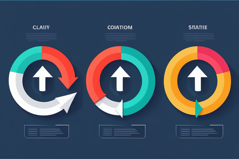An abstract infographic showing five different website logos with arrows indicating continuous improvement and user feedback loops, symbolizing UI/UX enhancement.