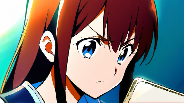 a focused anime girl analyzing a spreadsheet on a computer, determined expression