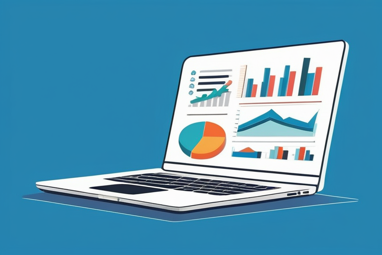 A business owner analyzing financial data on a laptop, with charts and graphs displayed, suggesting strategic decision-making.