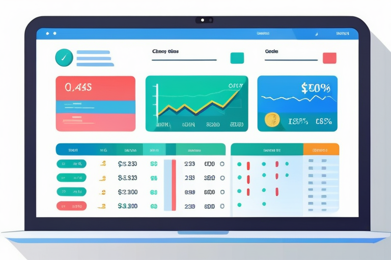 A sleek, modern financial dashboard displaying various currency exchange rates, transaction logs, and a clear profit/loss summary, with icons representing data integration and tax form output.