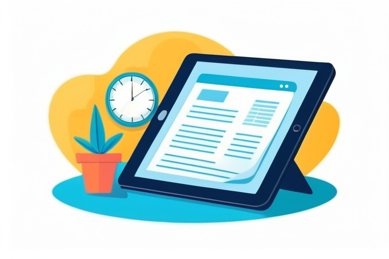 A person confidently using a tax filing software on a tablet, with a clear and organized interface.