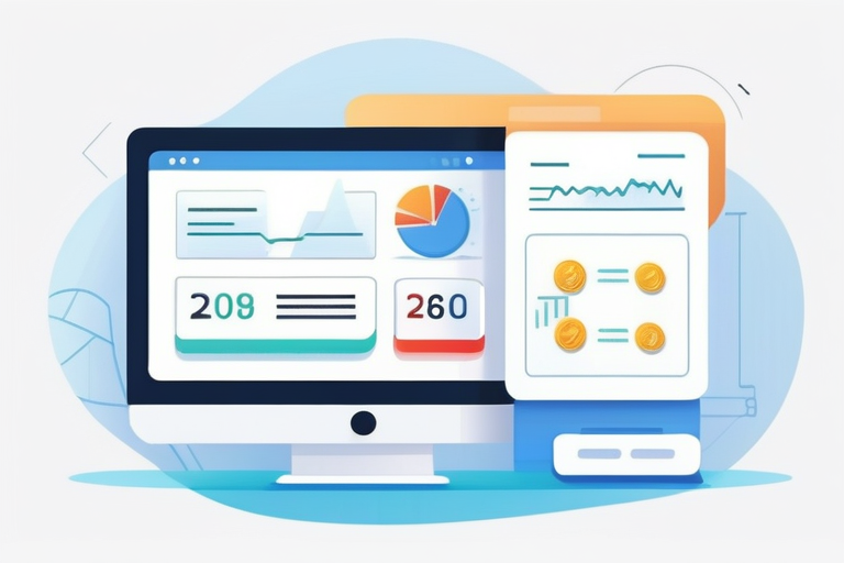 An illustration of a user-friendly accounting software dashboard with icons representing automatic bank reconciliation, receipt scanning, and smart categorization. The design should be clean and intuitive, emphasizing ease of use for non-technical users.