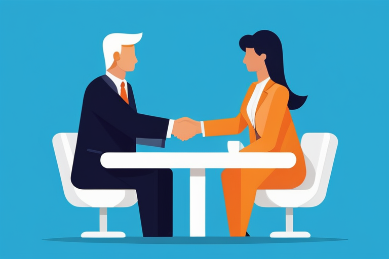 A professional business person shaking hands with a career consultant, symbolizing strategic partnership and career planning.