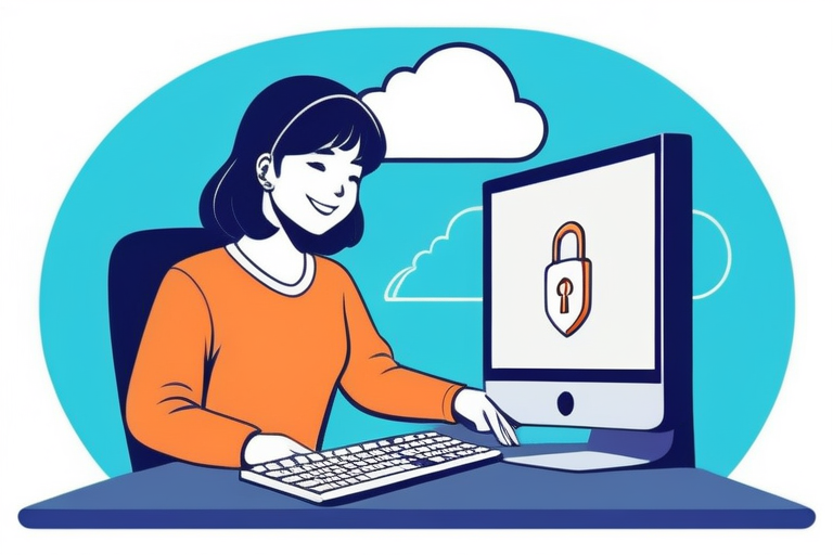 A stylized illustration of cloud servers connected to a local desktop computer, symbolizing seamless data synchronization and secure local storage for accounting data. The image should convey both convenience and security.