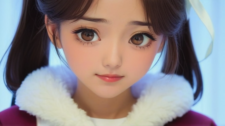 cute anime girl looking at a smartphone with a worried expression, then smiling brightly as if finding a solution