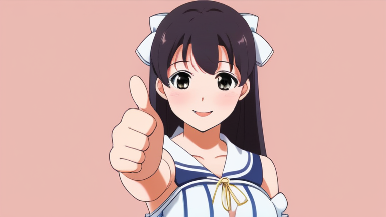 cute anime girl giving a confident thumbs up, with a reassuring smile