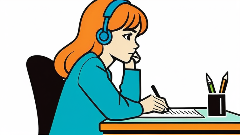 デスクに座り、複数の求人検索タブを見ながらメモを取り、次のステップを計画している、思慮深く決意に満ちたアニメの女の子キャラクター