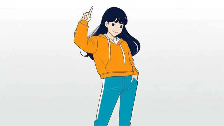 A cute anime girl confidently pointing forward with a determined smile, encouraging the reader to take action.